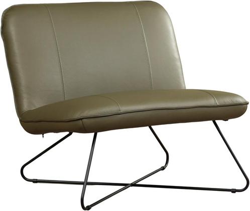 Olijfgroene leren industriële stoel zonder armleuning - Tole, Huis en Inrichting, Fauteuils, 75 tot 100 cm, 75 tot 100 cm, Nieuw
