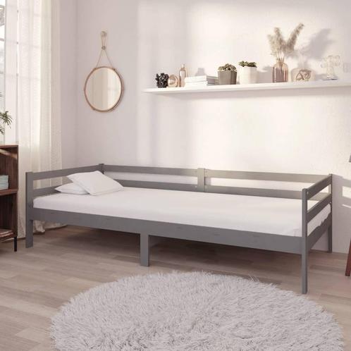 vidaXL Slaapbank massief grenenhout grijs 90x200 cm, Huis en Inrichting, Slaapkamer | Bedden, 90 cm, 200 cm, Grijs, Eenpersoons