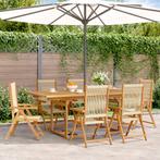 vidaXL 7-delige Tuinset polypropeen en massief hout beige, Verzenden, Nieuw, Hardhout, Tuinset
