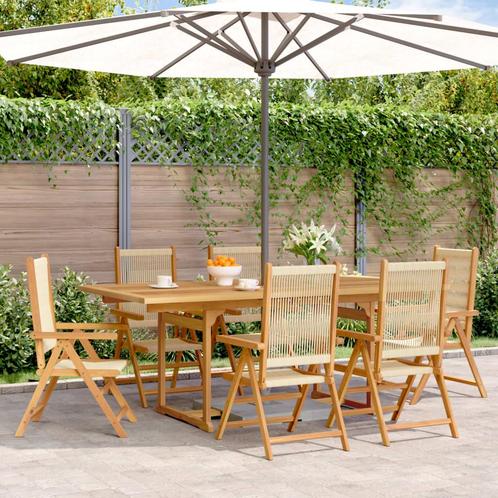 vidaXL 7-delige Tuinset polypropeen en massief hout beige, Tuin en Terras, Tuinsets en Loungesets, Tuinset, Nieuw, Hardhout, Verzenden