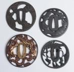 Vier bronzen Tsubas, Antiek en Kunst, Antiek | Koper en Brons, Brons, Ophalen