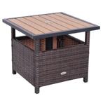 TRUUSK Polyrattan Bijzettafel Tuintafel Terrastafel Parasols, Verzenden, Nieuw