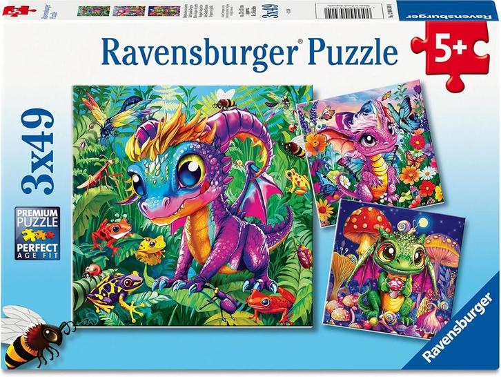 Baby Garden Dragons Puzzel (3x49 stukjes) | Ravensburger -, Kinderen en Baby's, Speelgoed | Kinderpuzzels, Nieuw, Verzenden