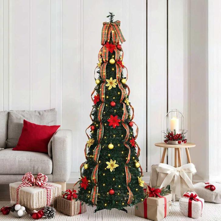 vidaXL Kunstkerstboom met 150 LED met standaard Groen 180 cm, Diversen, Kerst, Nieuw, Verzenden