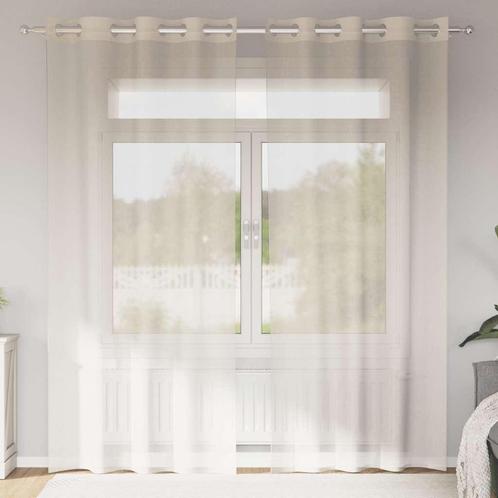 vidaXL Gordijnen voile met doorvoertules 2 st 140x245 cm, Huis en Inrichting, Stoffering | Gordijnen en Lamellen, Crème, Nieuw