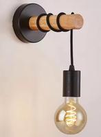 Retro Houten Wandlamp – Industriële E27 LED Muurlicht, Huis en Inrichting, Lampen | Wandlampen, Verzenden, Nieuw