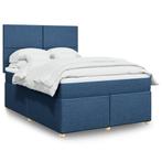 vidaXL Boxspring met matras stof blauw 140x200 cm, Huis en Inrichting, Slaapkamer | Bedden, 140 cm, 200 cm, Stof, Verzenden