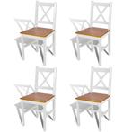 Witte Houten Eetkamerstoelen (4 stuks) - Tweedekansje - O..., Huis en Inrichting, Wit, Nieuw, Ophalen of Verzenden, Vier