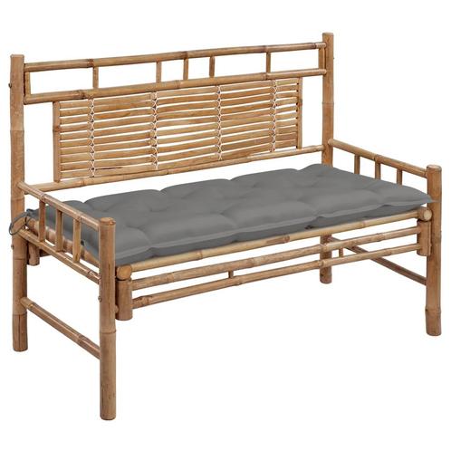 vidaXL Tuinbank met kussen 120 cm bamboe, Tuin en Terras, Tuinbanken, Nieuw, Hout, Verzenden