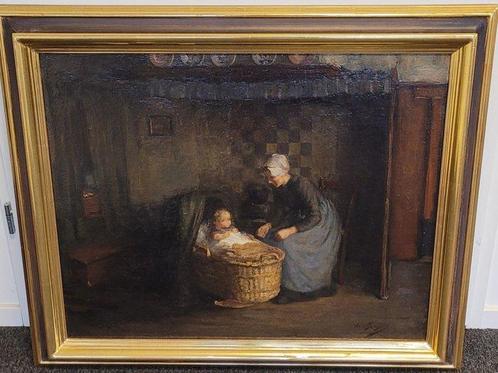 Lammert van de Tonge (1871-1937) - Moeder en kind in in, Antiek en Kunst, Kunst | Schilderijen | Klassiek