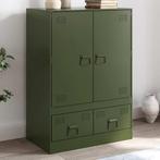 vidaXL buffetkast 67x39x95 cm staal olijfgroen, Huis en Inrichting, Kasten | Buffetkasten, Verzenden, Nieuw, 50 tot 100 cm, Minder dan 100 cm