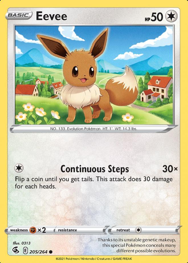 Eevee 205/264 (Fusion Strike), Hobby en Vrije tijd, Verzamelkaartspellen | Pokémon, Losse kaart, Nieuw, Foil, Ophalen of Verzenden