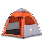 Kampeertent 4-persoons snelontgrendeling grijs en oranje, Caravans en Kamperen, Kampeeraccessoires, Verzenden, Nieuw