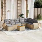 vidaXL 9-delige Loungeset met kussens poly rattan beige, Verzenden, Nieuw, Rotan, Loungeset