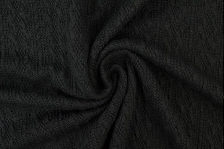 10 meter jacquard gebreide kabelstof - Zwart, Hobby en Vrije tijd, Stoffen en Lappen, 120 cm of meer, 200 cm of meer, Zwart, Nieuw