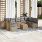 vidaXL 10-delige Loungeset met kussens poly rattan beige, Verzenden, Nieuw, Rotan, Loungeset