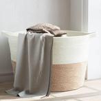 vidaXL Wasmand Ø 60x36 cm katoen bruin en wit, Verzenden, Nieuw