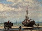 Johan Adolf Rust (1828-1915) - Bomschuit op het strand, Antiek en Kunst