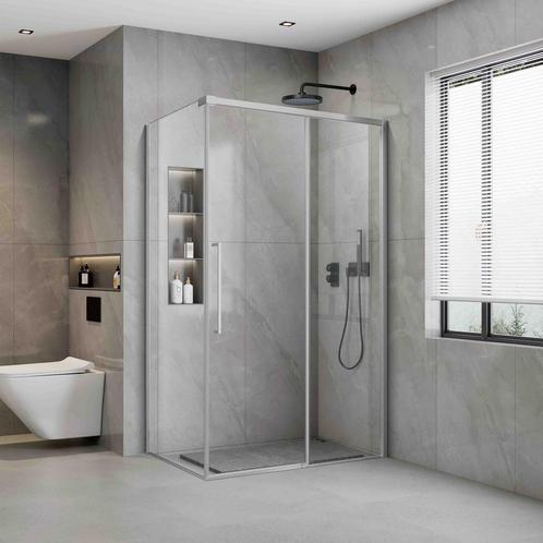 Douchecabine BWS Cuadro 100x80x200 cm Anti-Kalk Coating, Doe-het-zelf en Verbouw, Sanitair, Douche, Nieuw, Chroom, Ophalen of Verzenden