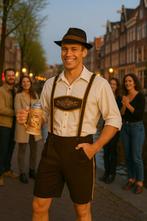 Wit Oktoberfest Kostuum met Bruine Lederhosen – - Maat L, Ophalen of Verzenden, Nieuw, Maat 52/54 (L)