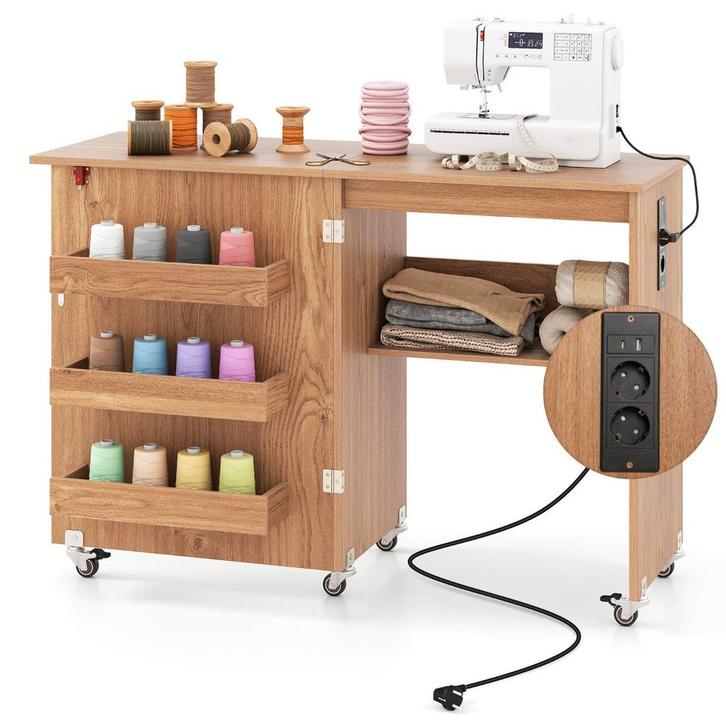 LIVSK Opklapbare Naaitafel met Oplaadstation - Multifunction, Huis en Inrichting, Kasten | Roldeurkasten en Archiefkasten, Nieuw