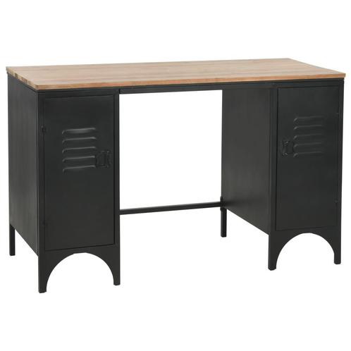 vidaXL Bureau 120x50x76 cm massief vurenhout en staal, Huis en Inrichting, Bureaus, Nieuw, Verzenden