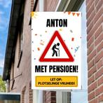 XXL Raambord Pensioen – Verkeersbord - Personaliseerbaar, Verzenden, Nieuw, Versiering, Overige