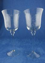 Kristallen glazen met gravering, Verzamelen, Glas en Borrelglaasjes, Gebruikt, Verzenden