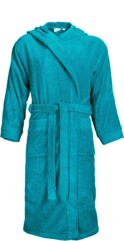 The One - 2XL/3XL - Badstoffen Badjas met capuchon Turquoise, Huis en Inrichting, Badkamer | Badtextiel en Accessoires, Verzenden
