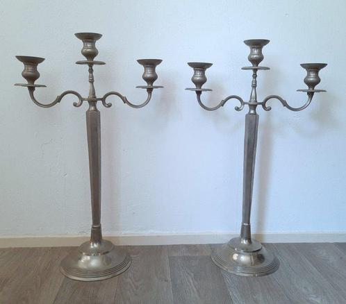 Kandelaar (2) - verzilverd/vernikkeld messing - XXL size -, Antiek en Kunst, Curiosa en Brocante