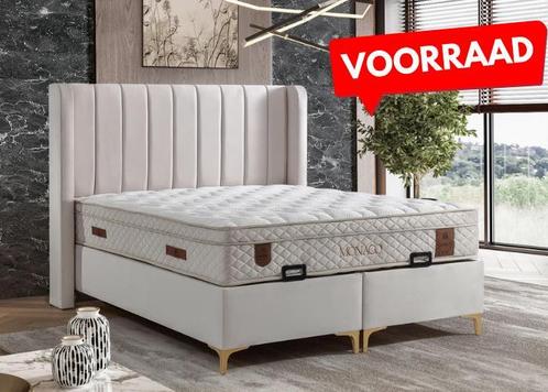 Monaco Opberg boxspring:Elegantie en Praktisch Comfort, Huis en Inrichting, Slaapkamer | Boxsprings, 180 cm, 200 cm, Beige, Tweepersoons