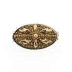 Antieke bicolor gouden broche van filigrain techniek, Sieraden, Tassen en Uiterlijk, Broches, Ophalen of Verzenden, Gebruikt, Overige kleuren