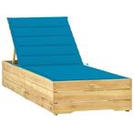 vidaXL Ligbed met blauw kussen geïmpregneerd grenenhout, Verzenden, Nieuw