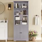 Hoge badkamerkast met glazen deur en open vakken, Verzenden, Nieuw