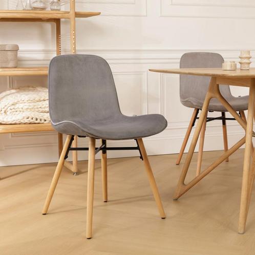 30% korting | Velvet eetkamerstoel grijs | Aanbieding |, Huis en Inrichting, Stoelen, Eén, Grijs, Nieuw, Stof, Verzenden