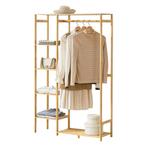 [en.casa] Bamboe kledingrek Eurajoki met planken 90x30x145 c, Verzenden, Nieuw