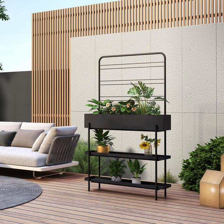 Plantenrek Aalsmeer met verhoogde plantenbak zwart casa.pro, Tuin en Terras, Bloembakken en Plantenbakken, Verzenden