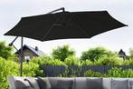 Hangende parasol van 3 meter incl. hoes (zwart), Nieuw