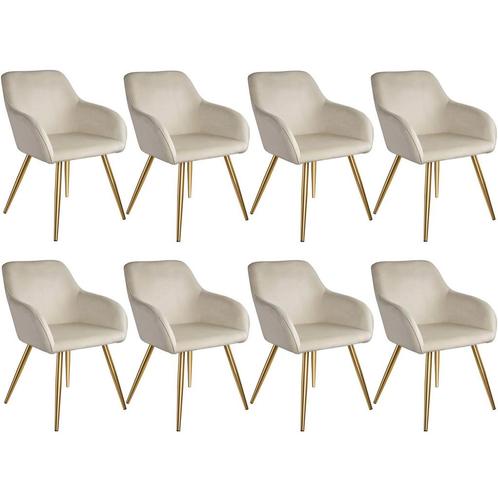 Eetkamerstoel Marilyn fluweellook, gouden poten - creme/goud, Huis en Inrichting, Stoelen, Verzenden