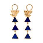 Gouden oorclipis met lapis lazuli 18 krt, Ophalen of Verzenden, Nieuw