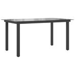 Zwarte Tuin Tafel Glas/Alu - 150cm | Retourdeal -35%, Tuin en Terras, Tuintafels, Ophalen of Verzenden, Nieuw, Rechthoekig, Aluminium