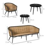 TRUUSK Rotan-look Vijfdelige Bankstel Met Twee Bijzettafels,, Tuin en Terras, Tuinsets en Loungesets, Verzenden, Nieuw