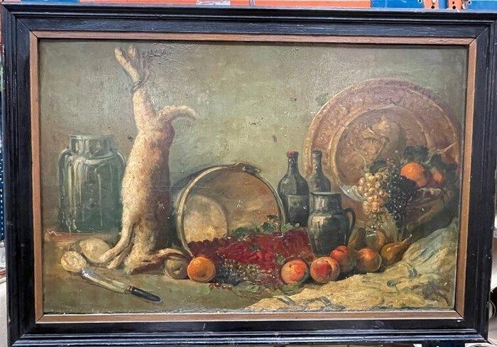 Europese school (XX) - Jachtstilleven met haas, Antiek en Kunst, Kunst | Schilderijen | Klassiek