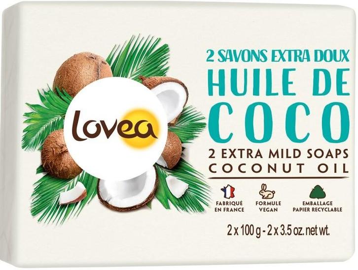 LOVEA COCONUT OIL ZEEPBLOK PAK 2 X 100 GRAM, Sieraden, Tassen en Uiterlijk, Uiterlijk | Lichaamsverzorging, Verzenden