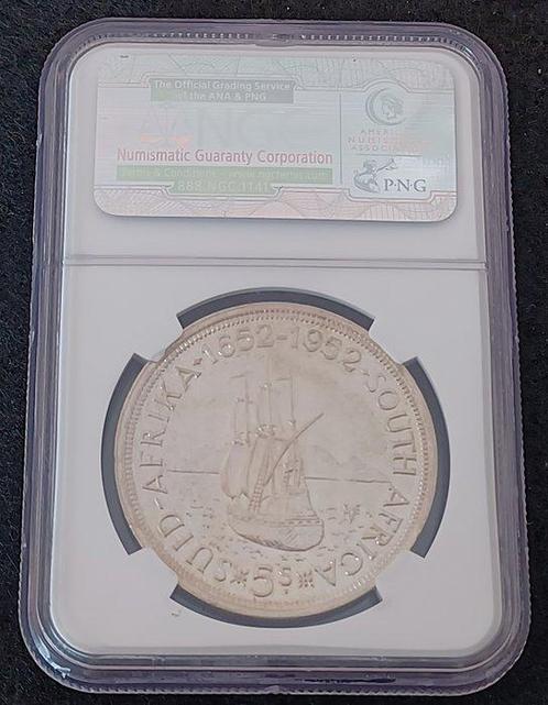 Zuid-Afrika. 5 Shilling 1952 Prooflike 300TH Anniv of Cape, Postzegels en Munten, Munten | Europa | Niet-Euromunten