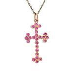 Roségouden vintage kruis hanger met robijn 18 krt, Sieraden, Tassen en Uiterlijk, Kettinghangers, Ophalen of Verzenden, Nieuw