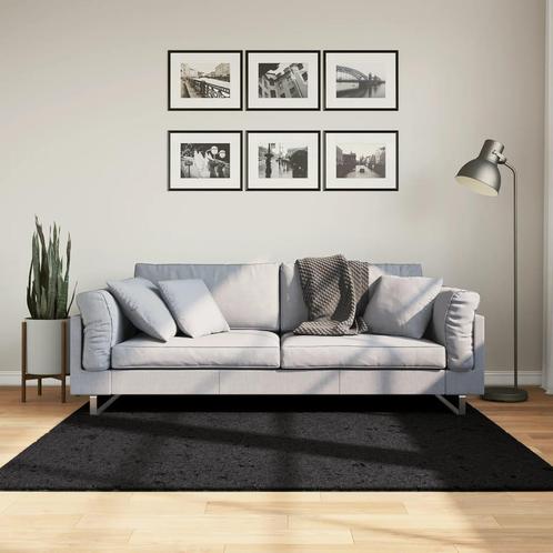 vidaXL Vloerkleed PAMPLONA shaggy hoogpolig modern 160x160, Huis en Inrichting, Stoffering | Tapijten en Kleden, Zwart, Nieuw