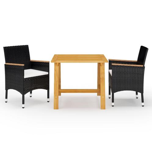vidaXL 3-delige Tuinset zwart, Tuin en Terras, Tuinsets en Loungesets, Tuinset, Nieuw, 2 zitplaatsen, Rotan, Verzenden