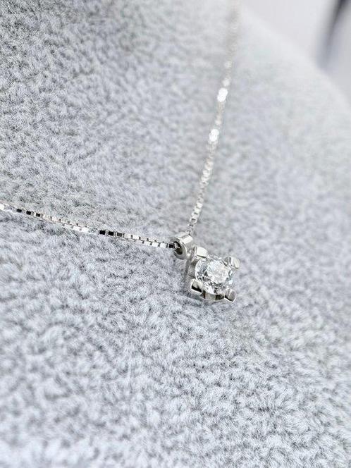 Ketting met hanger - 18 karaat Witgoud - 0.40ct. tw. Diamant, Sieraden, Tassen en Uiterlijk, Antieke sieraden