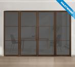 Dubbele stalen taatsdeur met glaspaneel, 3 vlaks, brons, roo, Nieuw, Metaal, Overige typen